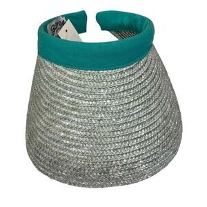 Eugenia Kim Chrissy Straw & Linen Visor in Mint NWT One Size